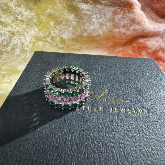 施華洛水晶排鑽戒(合金)港碼14