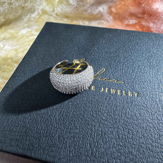 施華洛水晶滿鑽開口戒(合金)Free size