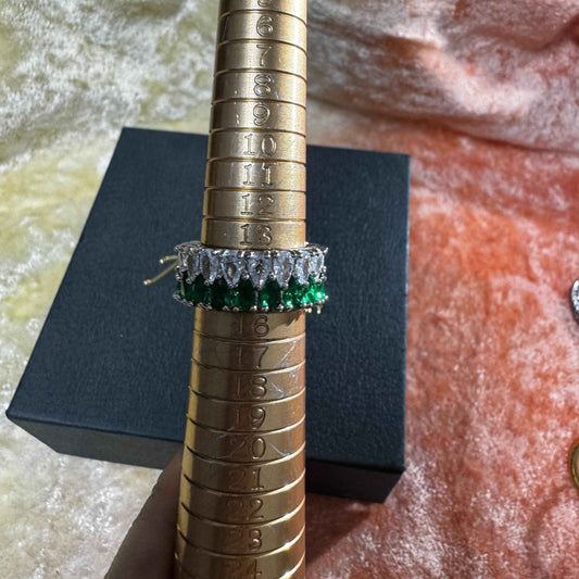 施華洛水晶排鑽戒(合金)港碼15