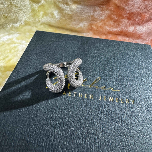 施華洛水晶滿鑽前開口戒(合金)Free size