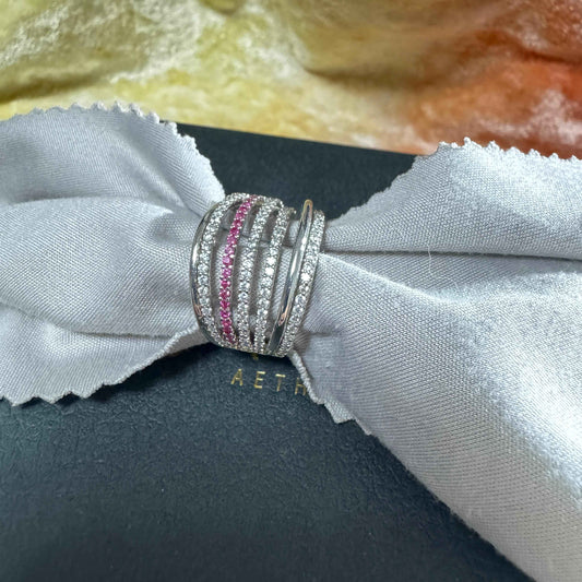 施華洛水晶多層排鑽戒(合金)港碼14