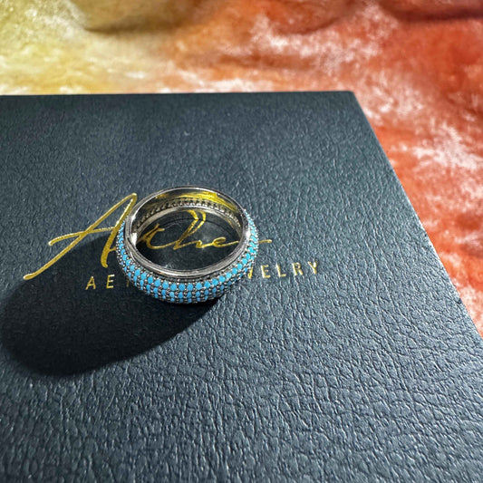 合成鋯石滿鑽戒(合金)港碼15