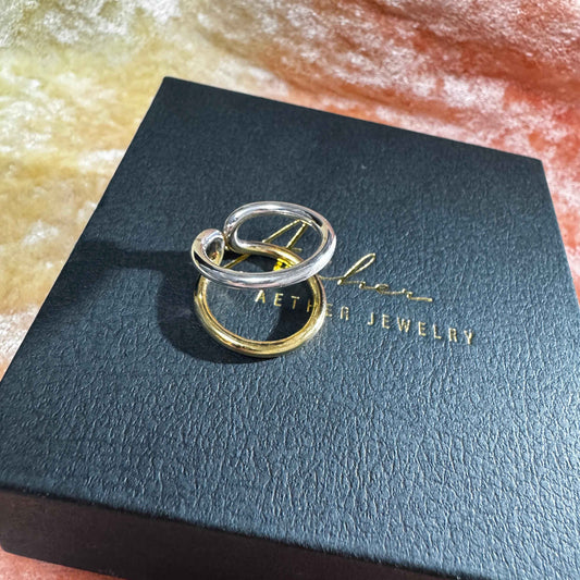 立體扭扭前後款開口戒指(合金)Free size