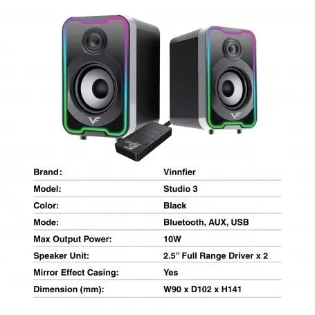 Vinnfier - Studio 3 藍牙 5.4 +有線USB兩用RGB喇叭