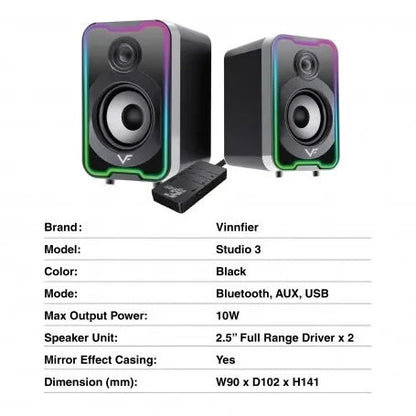 Vinnfier - Studio 3 藍牙 5.4 +有線USB兩用RGB喇叭