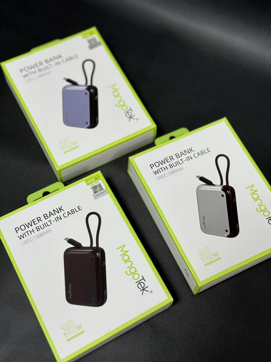 Mangotek 10000mAh 30W 內置 USB-C 充電線 快充便攜式充電器