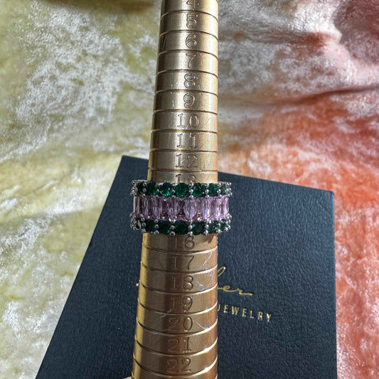 施華洛水晶排鑽戒（合金）港碼14