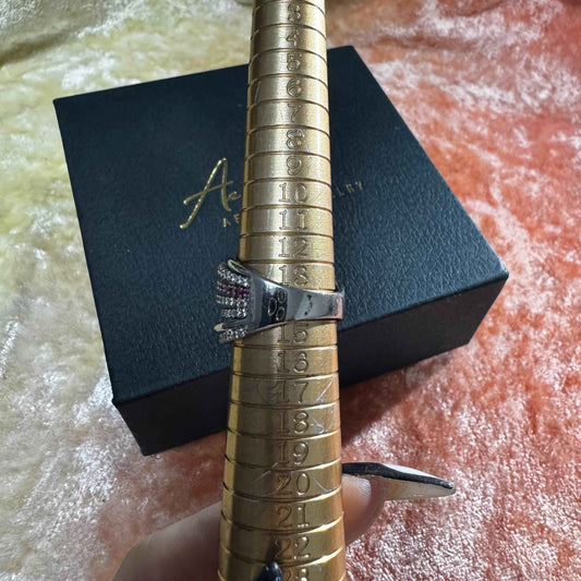 施華洛水晶多層排鑽戒（合金）港碼14